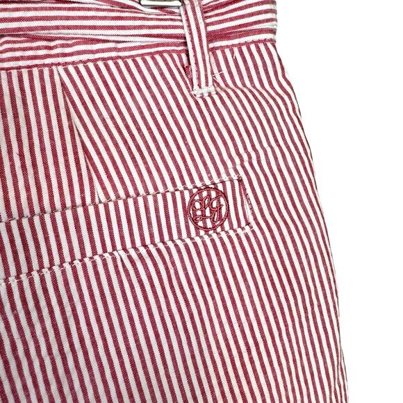 Lauren James NWT Red White Stripe Seersucker Cuffed Belted Bow Shorts - Picture 6 of 9